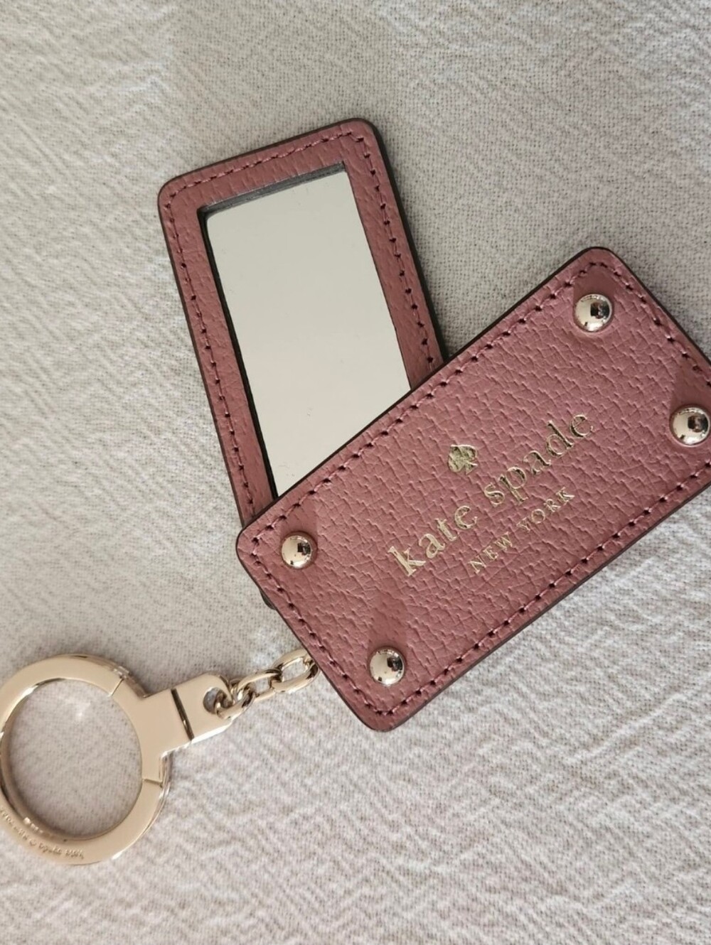 Kate Spade Pink Leather Mirror Keychain - Picture 2 of 2